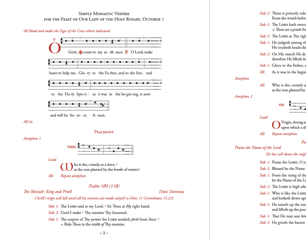 Sample page for Vespers of the Holy Rosary